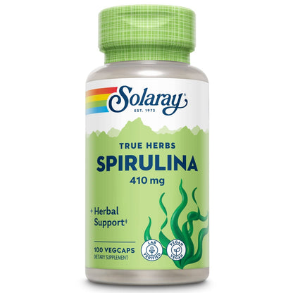 SOLARAY Spirulina 410mg – Algae Superfood for Energy, Vitality & Overall Health | 100ct, 100 Serv.