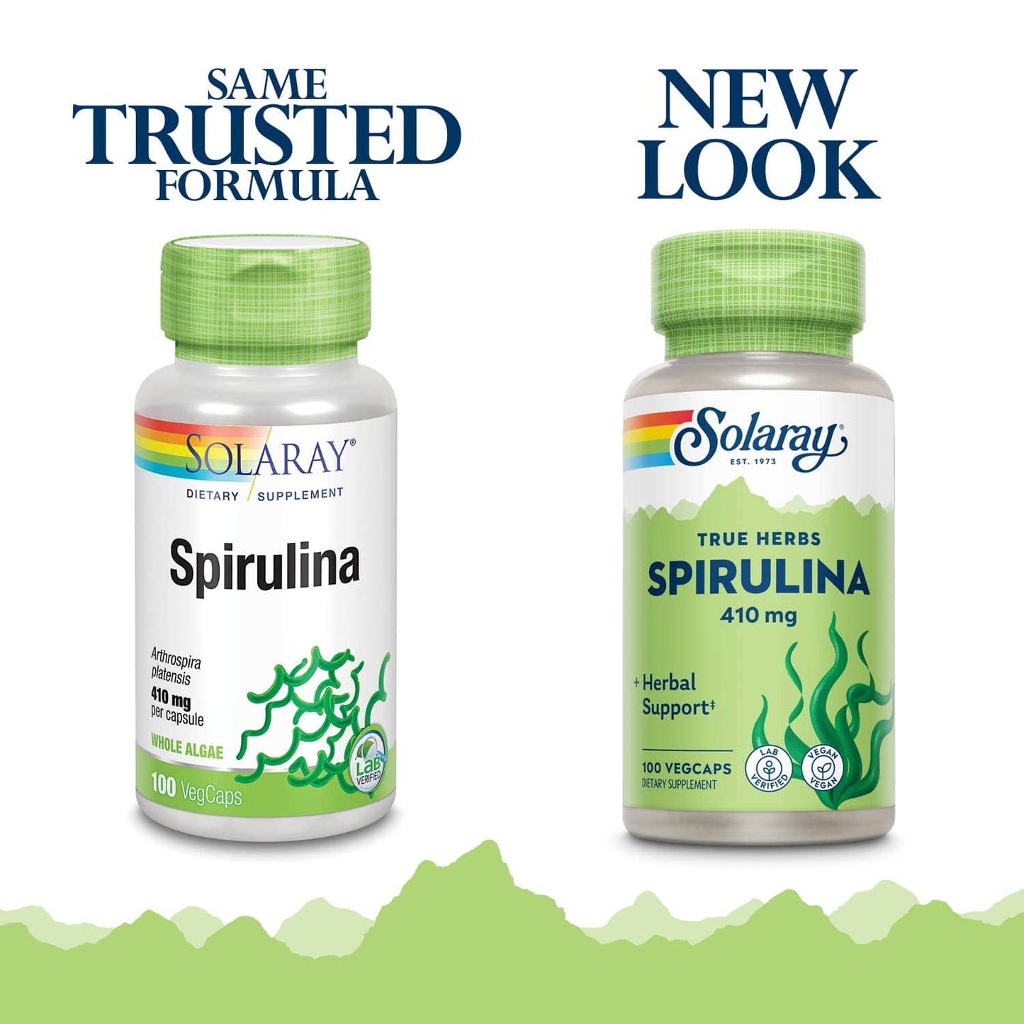SOLARAY Spirulina 410mg – Algae Superfood for Energy, Vitality & Overall Health | 100ct, 100 Serv.