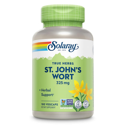 SOLARAY St Johns Wort 325 mg - 180 VegCaps | Mood Support, Non-GMO, Vegan, Lab Verified | 60-Day Money Back
