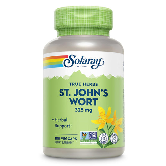 SOLARAY St Johns Wort 325 mg - 180 VegCaps | Mood Support, Non-GMO, Vegan, Lab Verified | 60-Day Money Back BritishVita | Premium UK Vitamins & Wellness Supplements