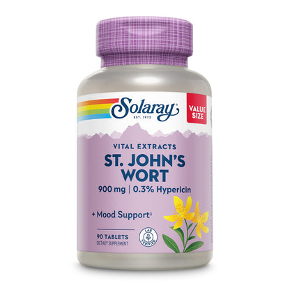 SOLARAY St Johns Wort Aerial Extract 900mg – 0.3% Hypericin, Non-GMO, 90 Servings