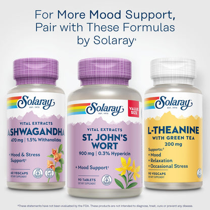 SOLARAY St Johns Wort Aerial Extract 900mg – 0.3% Hypericin, Non-GMO, 90 Servings