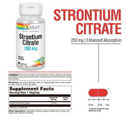 Solaray Strontium Citrate 250 mg | Bones & Teeth Support | VegCaps
