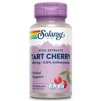 Solaray Tart Cherry Capsules 850mg – 0.8% Anthocyanins, Vegan, 45 Servings