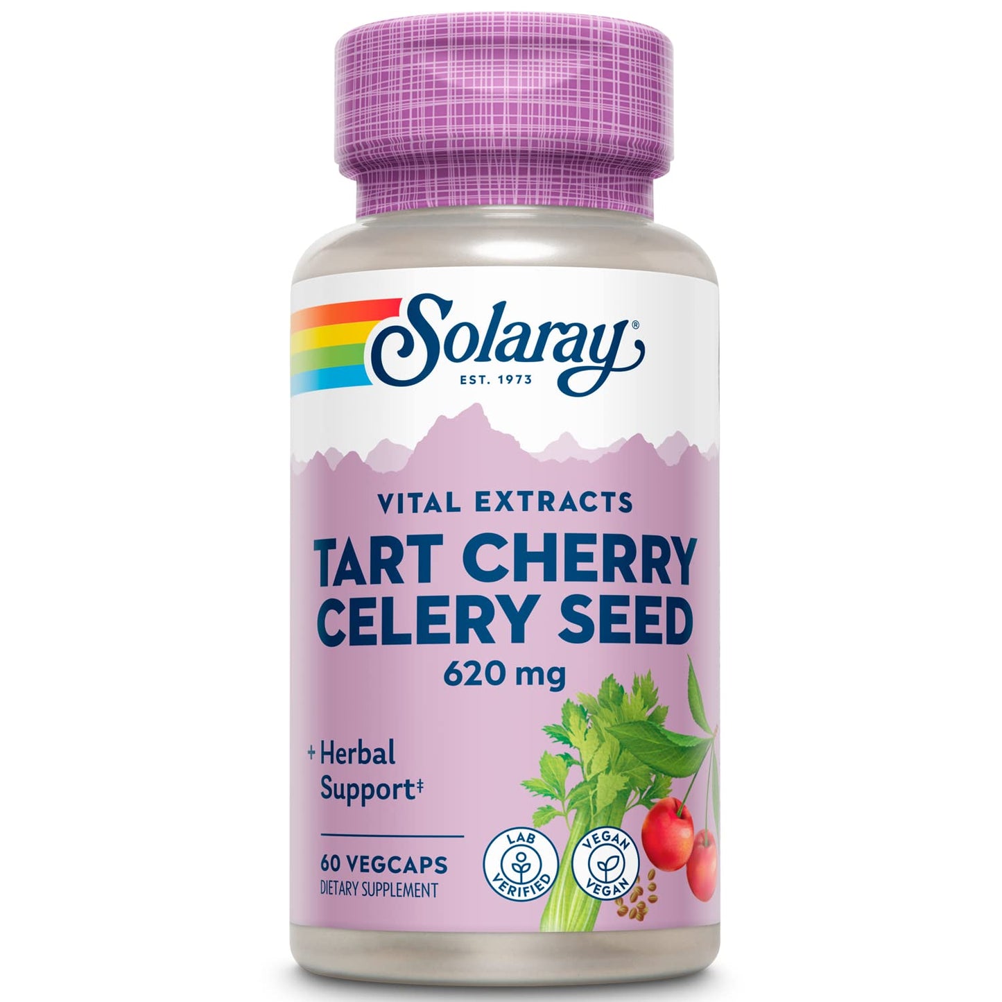 SOLARAY Tart Cherry & Celery Seed | Healthy Uric Acid Levels, Joint, Muscle Recovery & Sleep Support | 60 VegCaps
