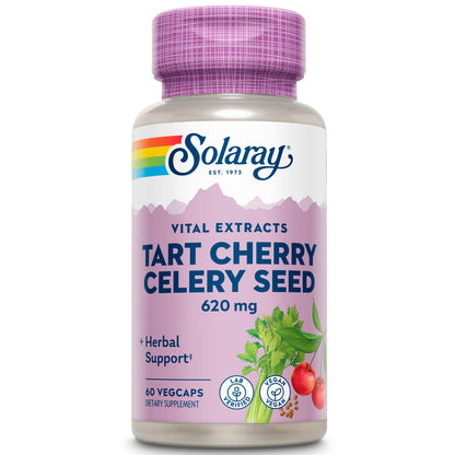 SOLARAY Tart Cherry & Celery Seed | Healthy Uric Acid Levels, Joint, Muscle Recovery & Sleep Support | 60 VegCaps