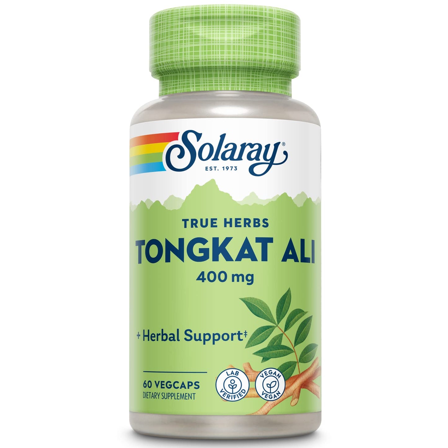 SOLARAY Tongkat Ali 400 mg - Longjack for Men | Vegan, Non-GMO, Lab Verified - 60 Servings