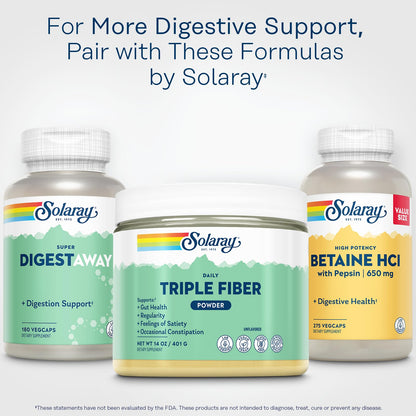SOLARAY Triple Fiber Powder – Daily Fiber Supplement with Prebiotics (30 Servings, 14oz)