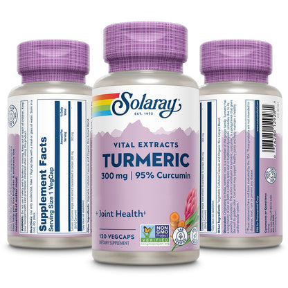 SOLARAY Turmeric 300 mg – Joint Support (95% Curcumin) – Vegan, Lab Verified, 120 CT