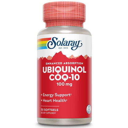 SOLARAY Ubiquinol CoQ-10 100 mg – Reduced CoQH2 for Enhanced Absorption | Energy & Heart Health | 60-Day Guarantee | 30 Servings