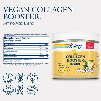 SOLARAY Vegan Collagen Booster – Plant-Based Type 1 Collagen Alternative | Skin Health & Collagen Density