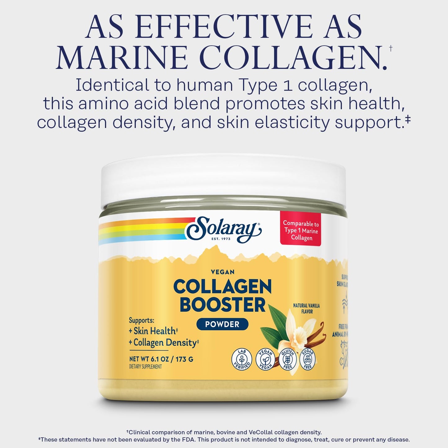 SOLARAY Vegan Collagen Booster – Plant-Based Type 1 Collagen Alternative | Skin Health & Collagen Density