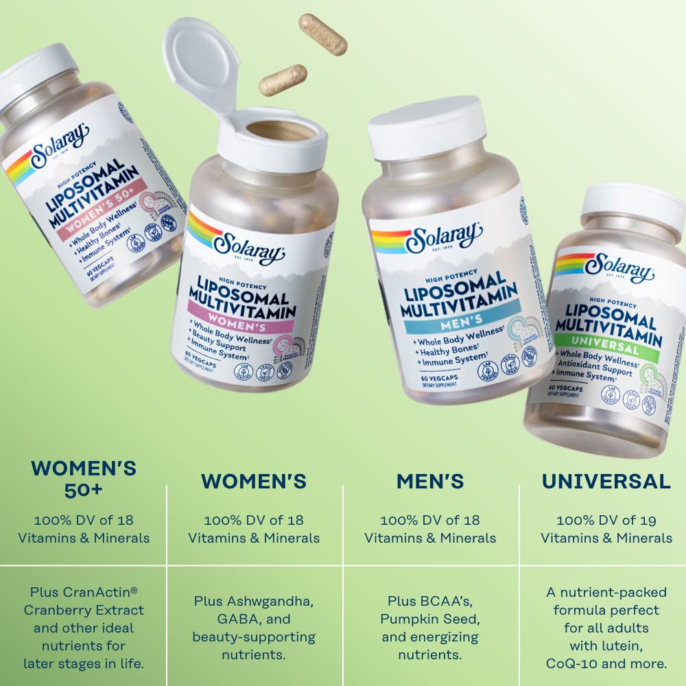 SOLARAY Liposomal Multivitamin for Men & Women | High Potency, Enhanced Absorption, 30 Servings, 60 VegCaps