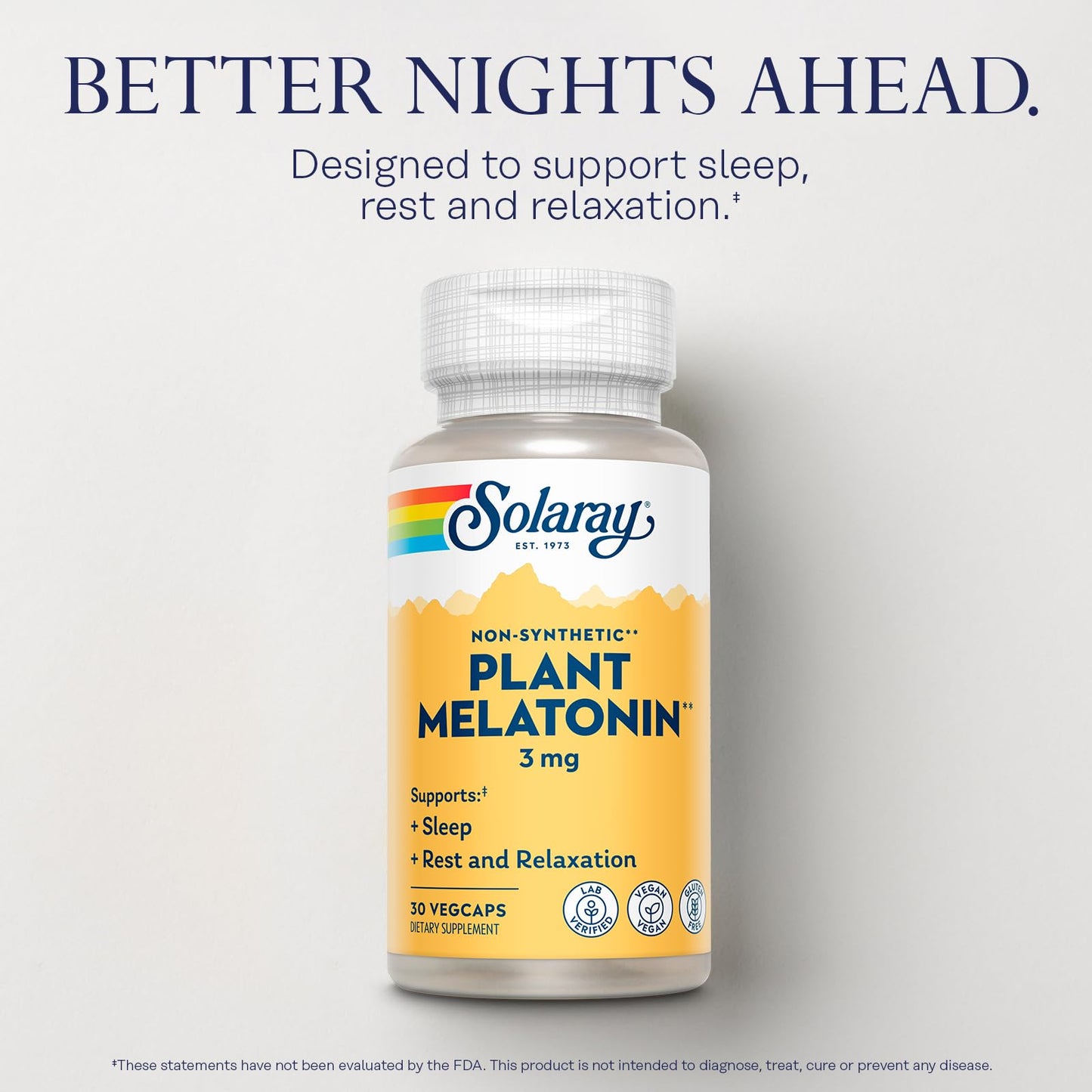 Solaray Plant Melatonin 3 mg with Somato – Tomato-Derived Sleep Aid, Vegan, Gluten Free | 30 Servings