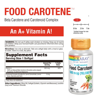 SOLARAY Vitamin A 10000 IU Beta Carotene (200 CT) – Healthy Skin & Eyes