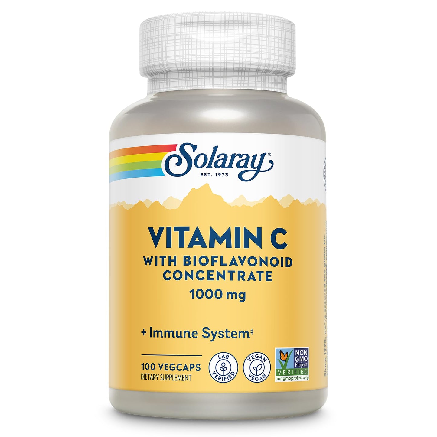 SOLARAY Vitamin C 1000mg with Bioflavonoids – Immune Support, Vegan, Non-GMO, 100 Servings