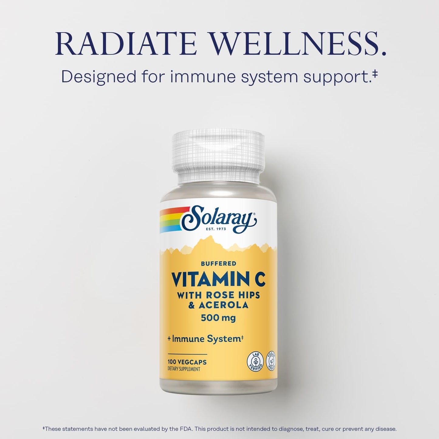 SOLARAY Buffered Vitamin C 500mg + Rose Hips & Acerola | Immune Support