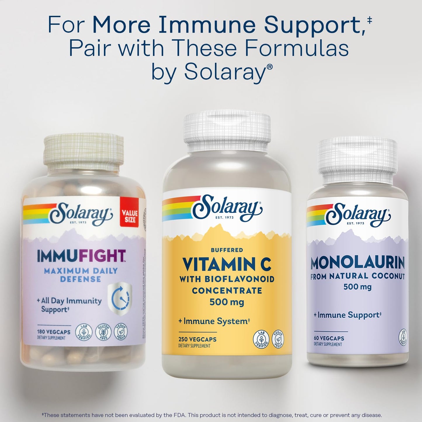 SOLARAY Buffered Vitamin C 500mg with Rose Hips & Acerola Cherry - Immune Support, Vegan, Lab Verified