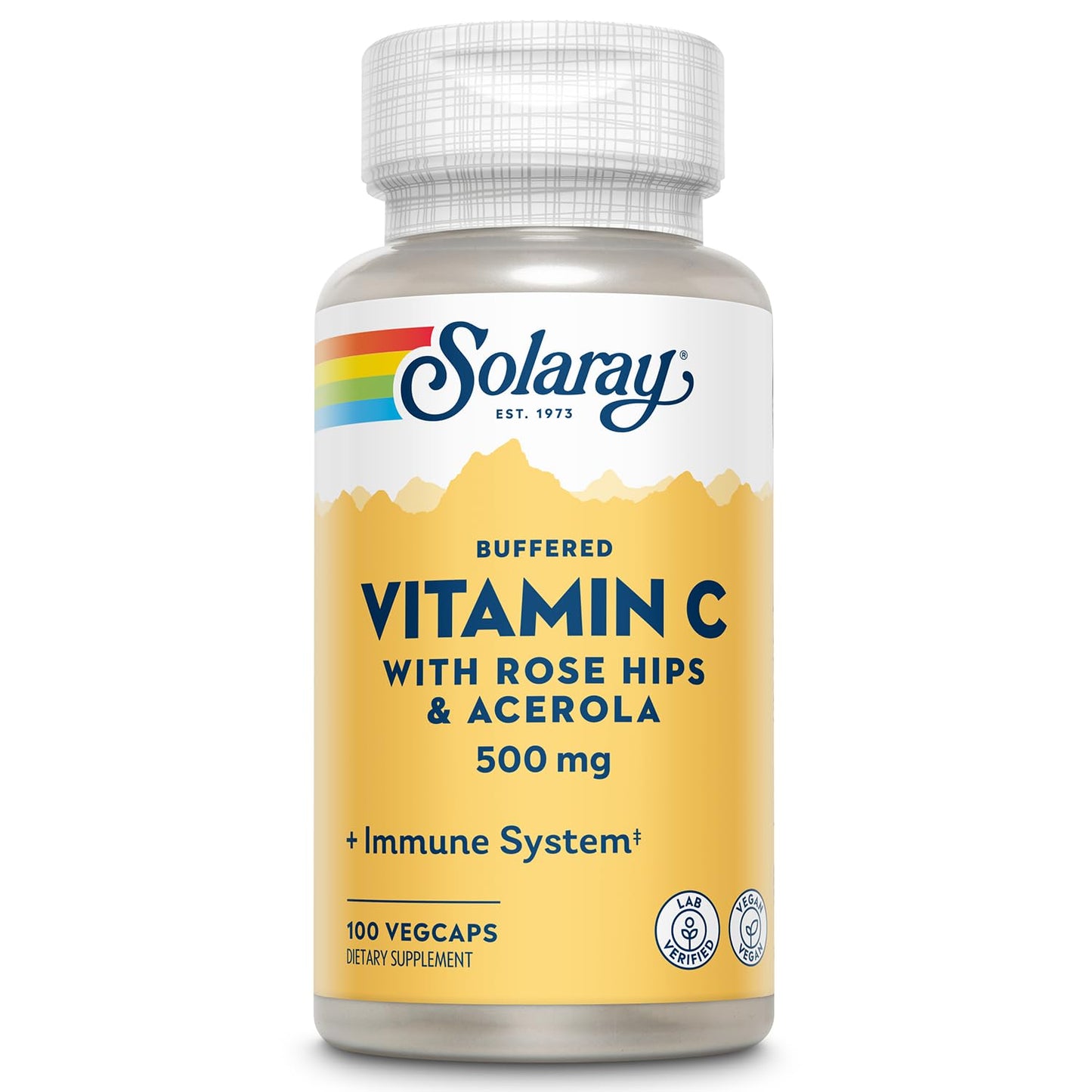 SOLARAY Buffered Vitamin C 500mg + Rose Hips & Acerola | Immune Support