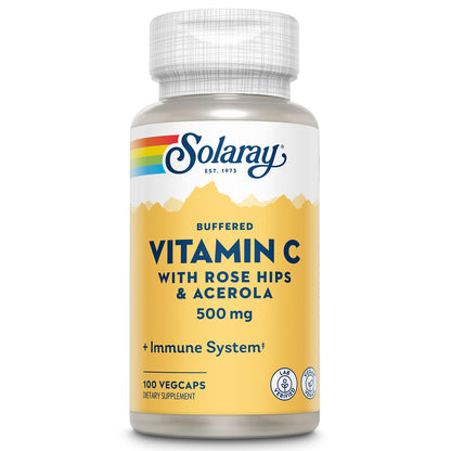SOLARAY Buffered Vitamin C 500mg + Rose Hips & Acerola | Immune Support