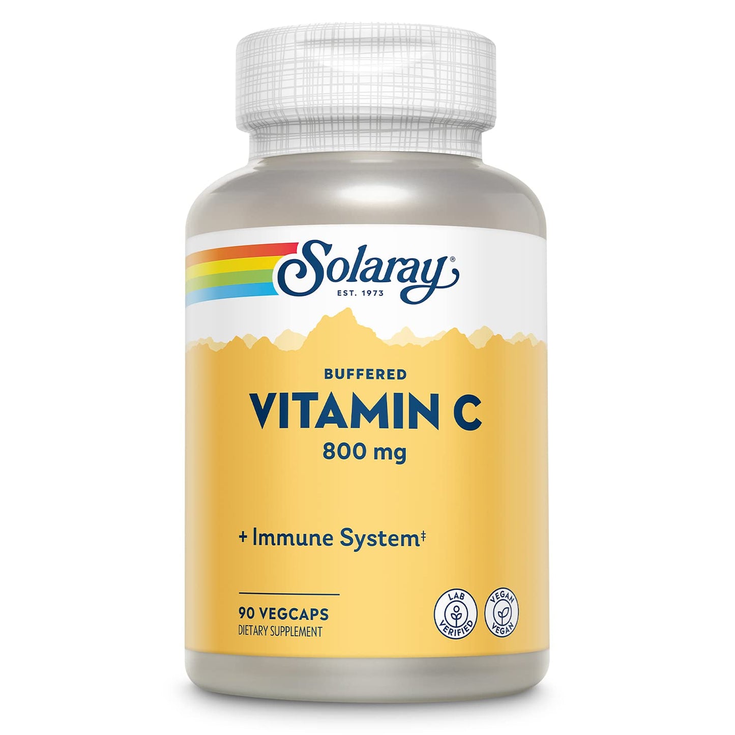 SOLARAY Buffered Vitamin C 800mg with Rose Hips & Acerola | Immune & Skin Support | 90 VegCaps