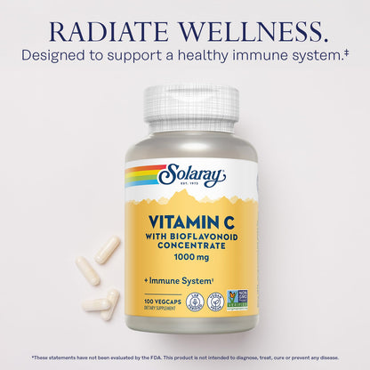 SOLARAY Vitamin C 1000mg with Bioflavonoids – Immune Support, Vegan, Non-GMO, 100 Servings