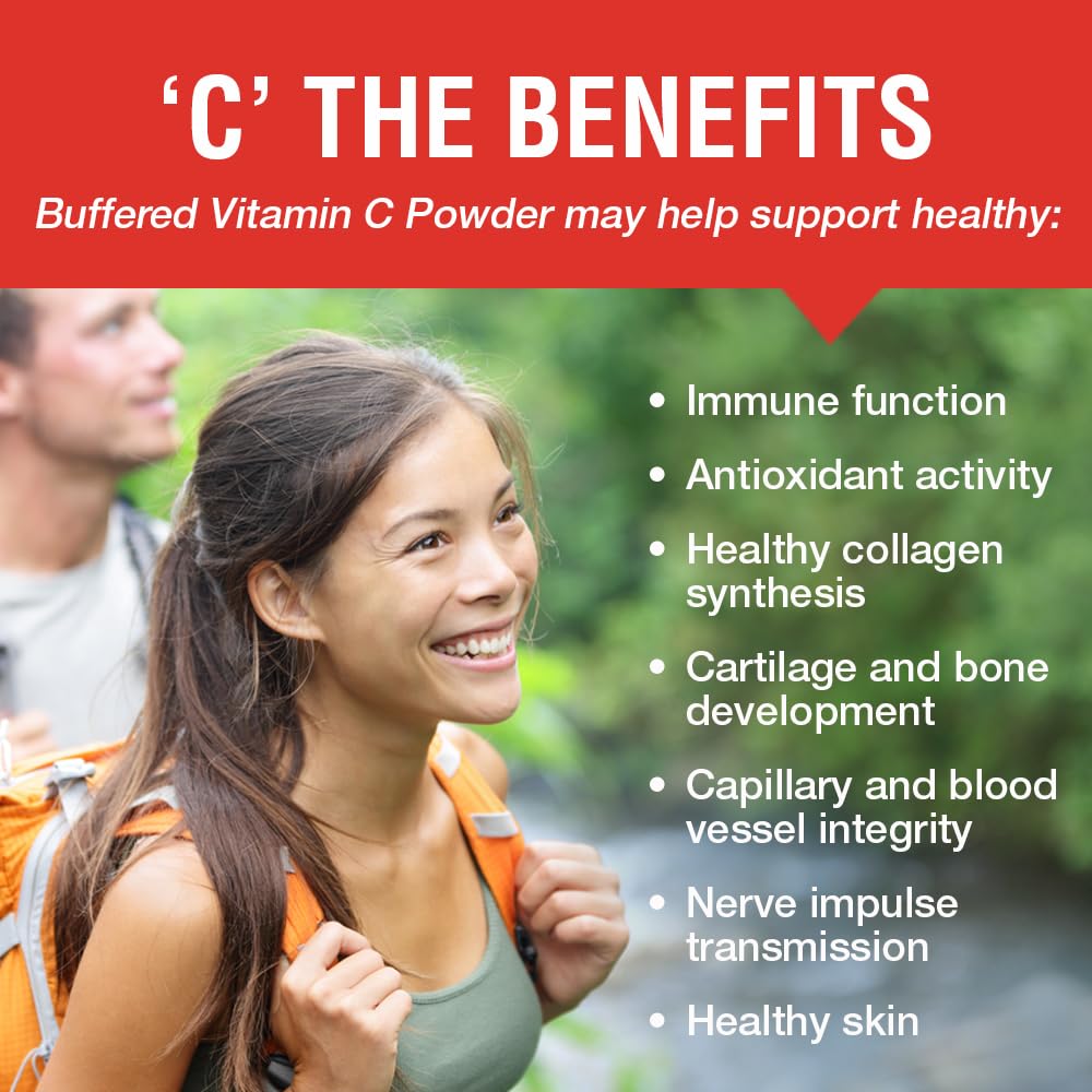 SOLARAY Vitamin C Crystalline 5000mg – Buffered Powder for Gentle Digestion | Immune Support & Collagen Synthesis | 8 oz