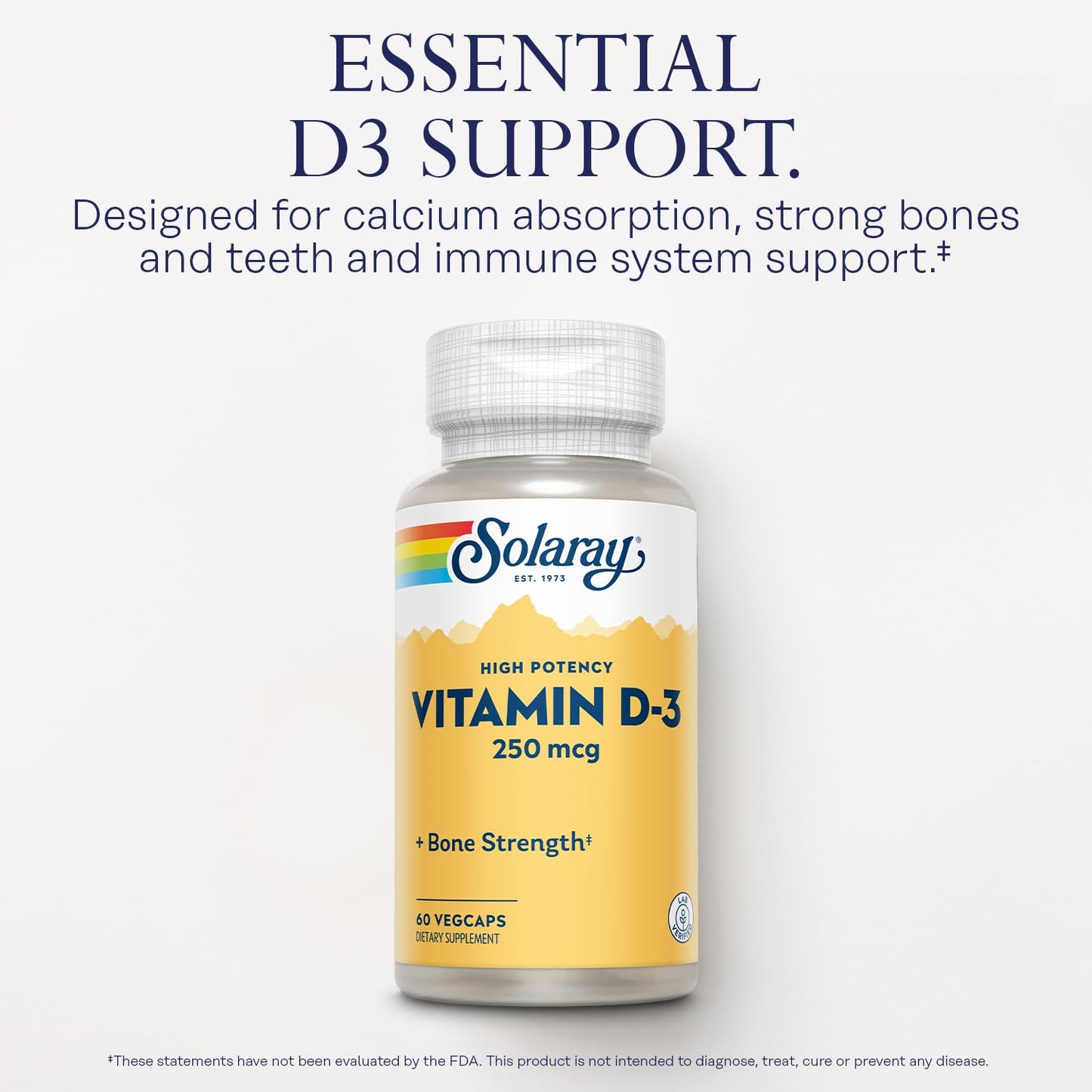 SOLARAY Vitamin D3 10000IU (250 mcg) - High Potency Cholecalciferol | 60 VegCaps