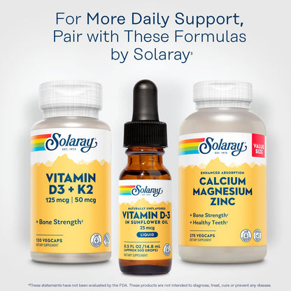 SOLARAY Vitamin D3 Liquid Drops 1000 IU | Enhanced Absorption