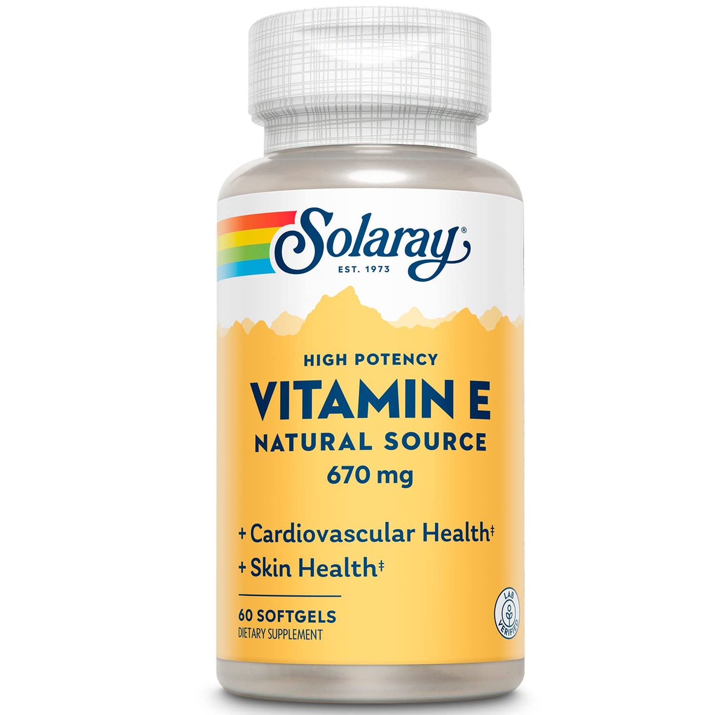SOLARAY Vitamin E 1000 IU Softgels – 670 mg d Alpha Tocopherol | Skin & Heart Health, Antioxidant Support | 60-Servings
