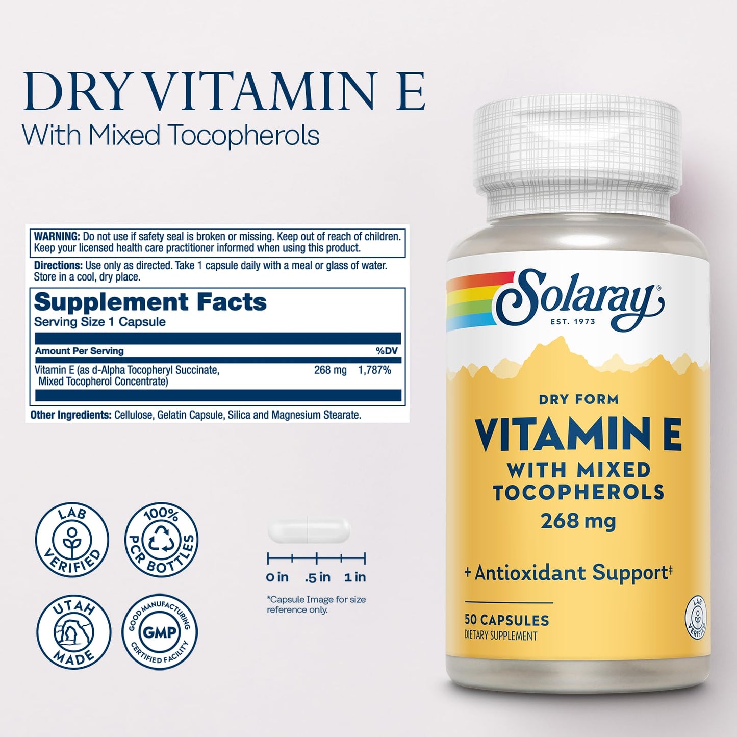 SOLARAY Vitamin E 400 IU Dry Form with Mixed Tocopherols