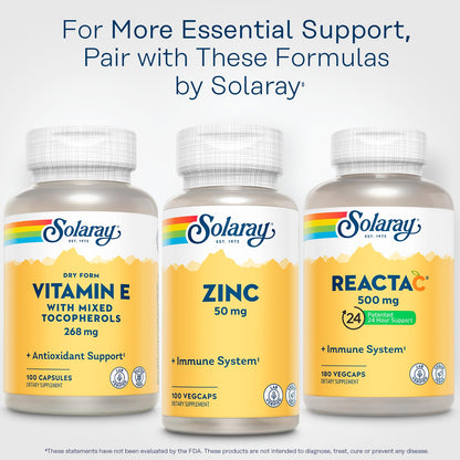 SOLARAY Vitamin E 400 IU Dry Form - Mixed Tocopherols, Antioxidant, 100 Capsules