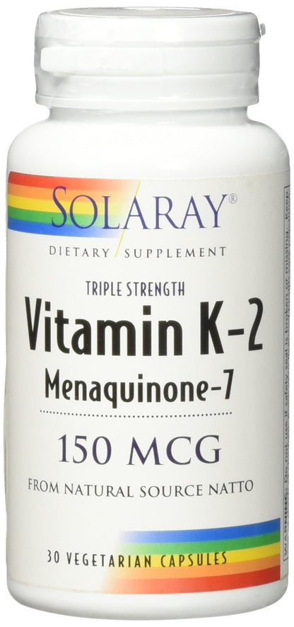 Solaray Vitamin K-2 MK-7 150 mcg Triple Strength | Heart & Bone Health | 30 ct