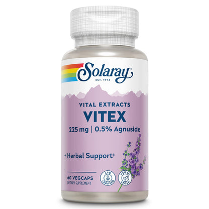 SOLARAY Vitex Berry Extract 225 mg – Chasteberry Supplement for Women | Hormone Balance, Vegan, Lab Verified | 60 Servings