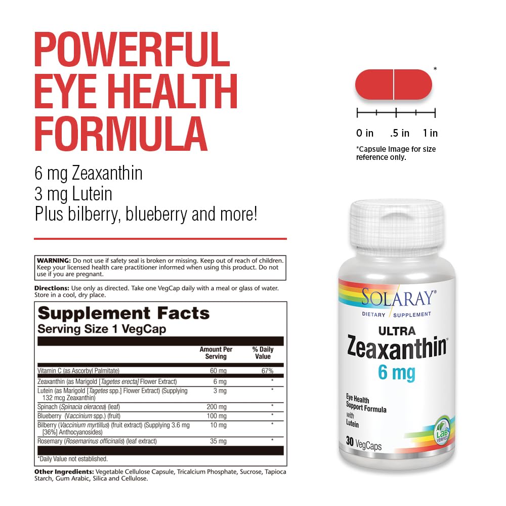 SOLARAY Ultra Zeaxanthin 6 mg – Eye Health & Macular Support | 30ct