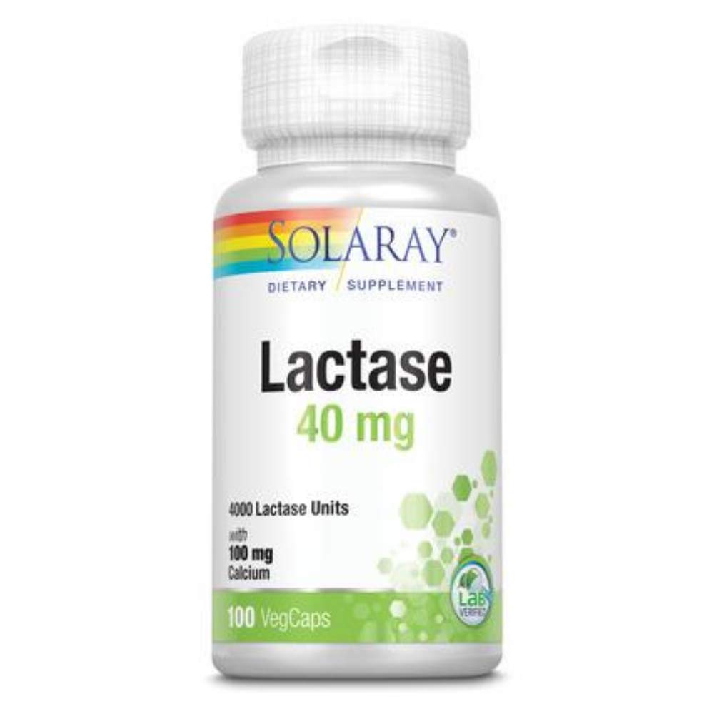 SOLARAY Lactase Capsules, 40mg | 100 Count | Lactose Digestion Support