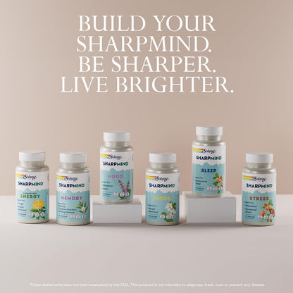 SOLARAY SharpMind Memory Formula – Cognivia, Gotu Kola & Chaga Brain Support | 60-Servings, 60 VegCaps