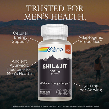 SOLARAY Shilajit 500 mg for Men – PrimaVie Himalayan Shilajit | Vegan & Gluten Free