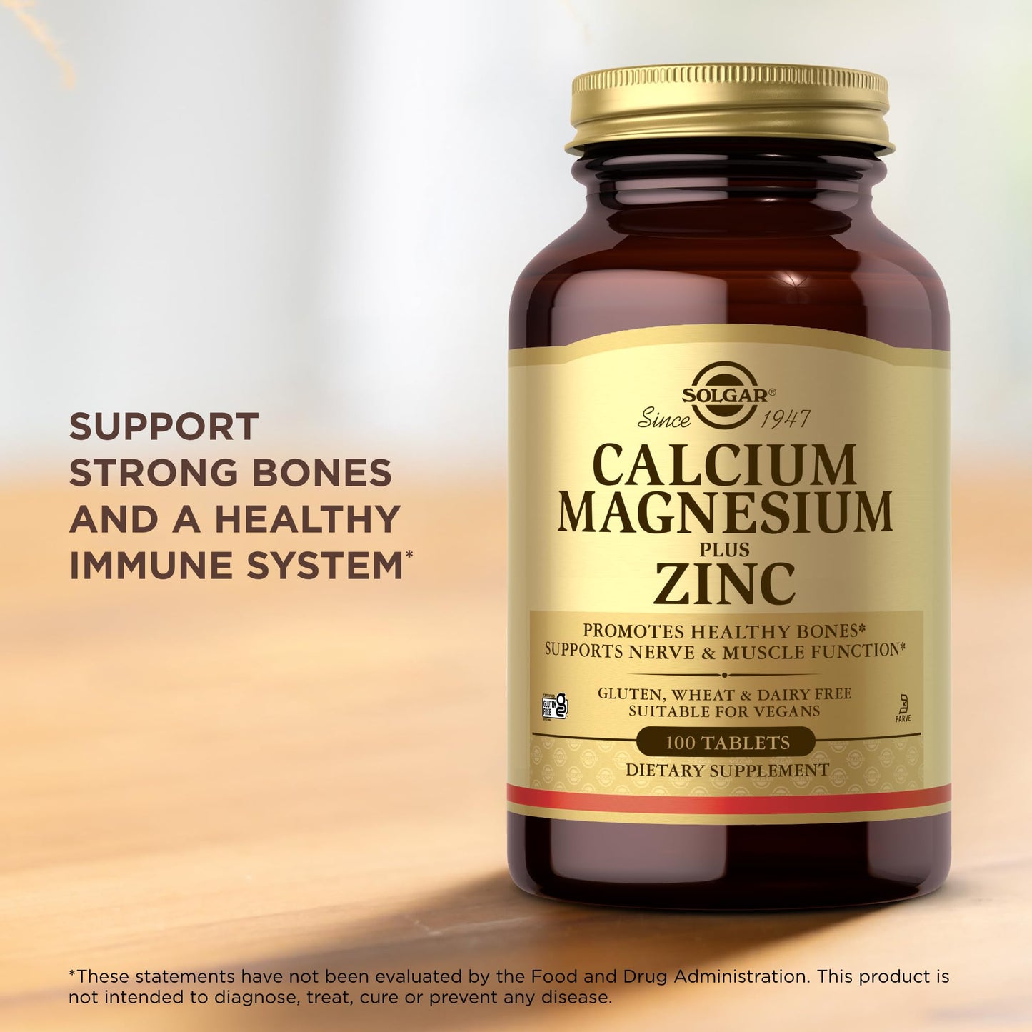 Solgar Calcium Magnesium Plus Zinc – 3-Pack (300 Tablets) for Bone & Nerve Health