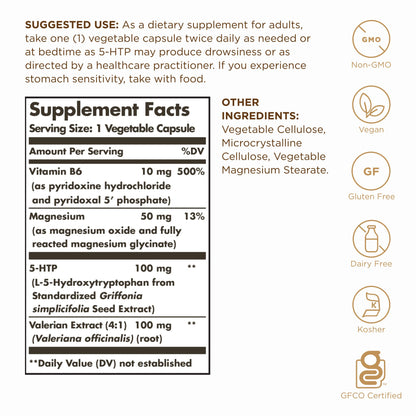 Solgar 5-HTP 100 mg - 90 Veg Capsules - Relaxation & Serotonin Support