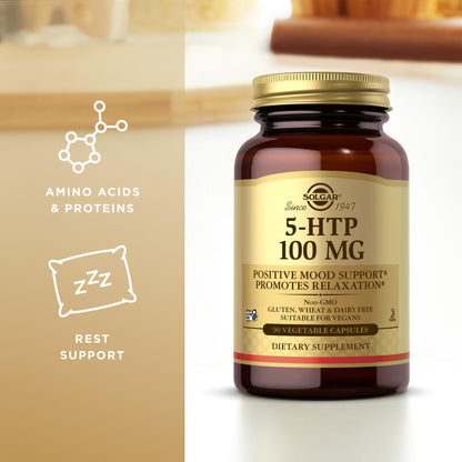 Solgar 5-HTP 100 mg - 90 Veg Capsules - Relaxation & Serotonin Support