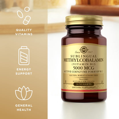 Solgar Methylcobalamin 5000 mcg - 30 Nuggets, Cherry Flavor | Vegan, Non-GMO