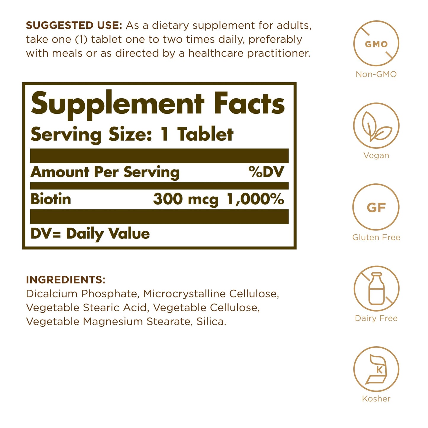 Solgar Biotin 300 mcg – 3 x 100 Tablets – Supports Skin, Nails & Hair | Vegan, Non-GMO