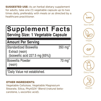 SOLGAR Boswellia Resin Extract Vegetable Caps, 60 CT - Standardized Herbal Extract