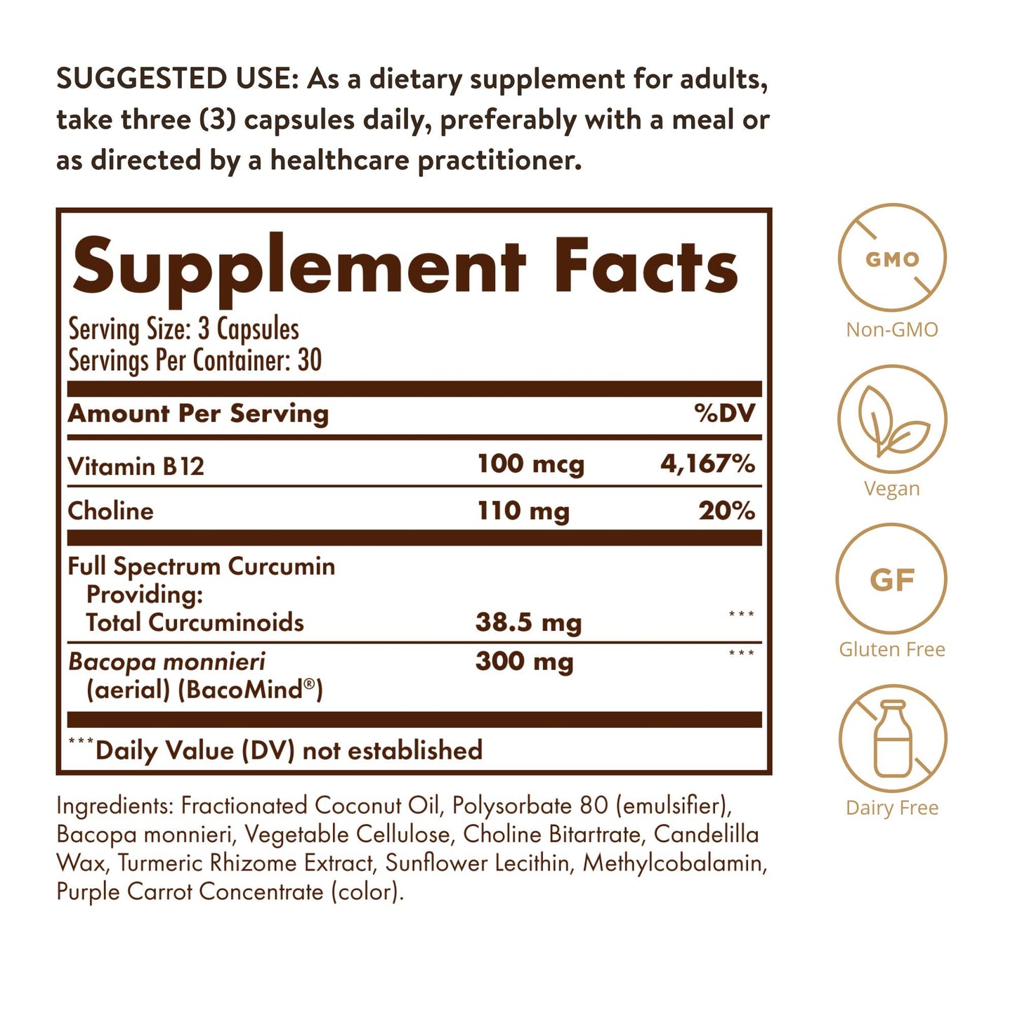 Solgar Full Spectrum Curcumin Brain Works - 90 Licaps | Memory, Focus & Cognitive Support