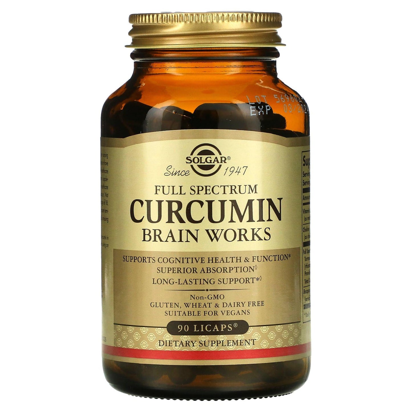 Solgar Full Spectrum Curcumin Brain Works - 90 Licaps | Memory, Focus & Cognitive Support