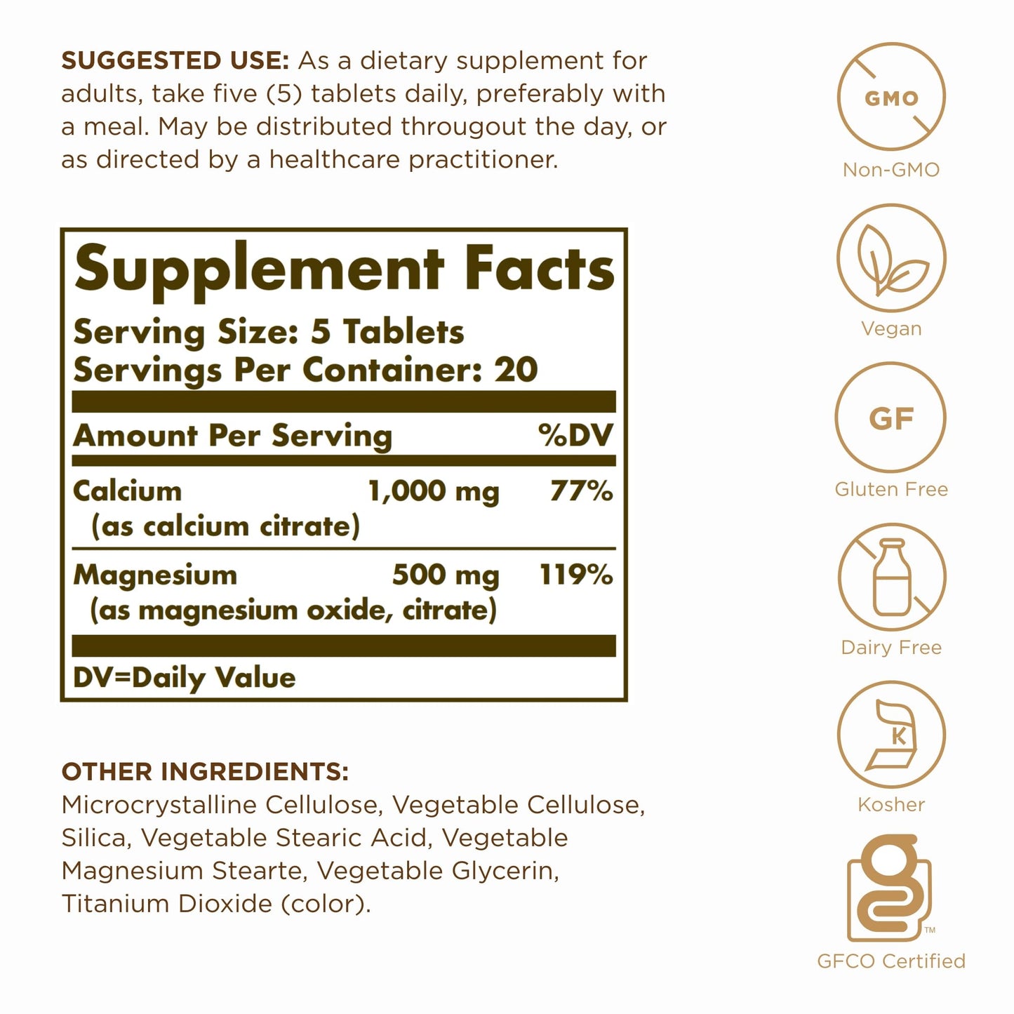 Solgar Calcium Magnesium Citrate – 3 x 100 Tablets | Non-GMO, Vegan, Gluten Free, Kosher