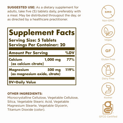 Solgar Calcium Magnesium Citrate – 3 x 100 Tablets | Non-GMO, Vegan, Gluten Free, Kosher
