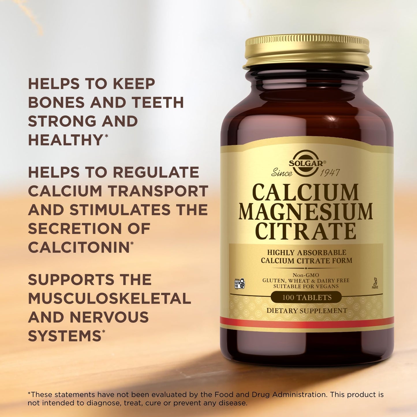 Solgar Calcium Magnesium Citrate – 3 x 100 Tablets | Non-GMO, Vegan, Gluten Free, Kosher