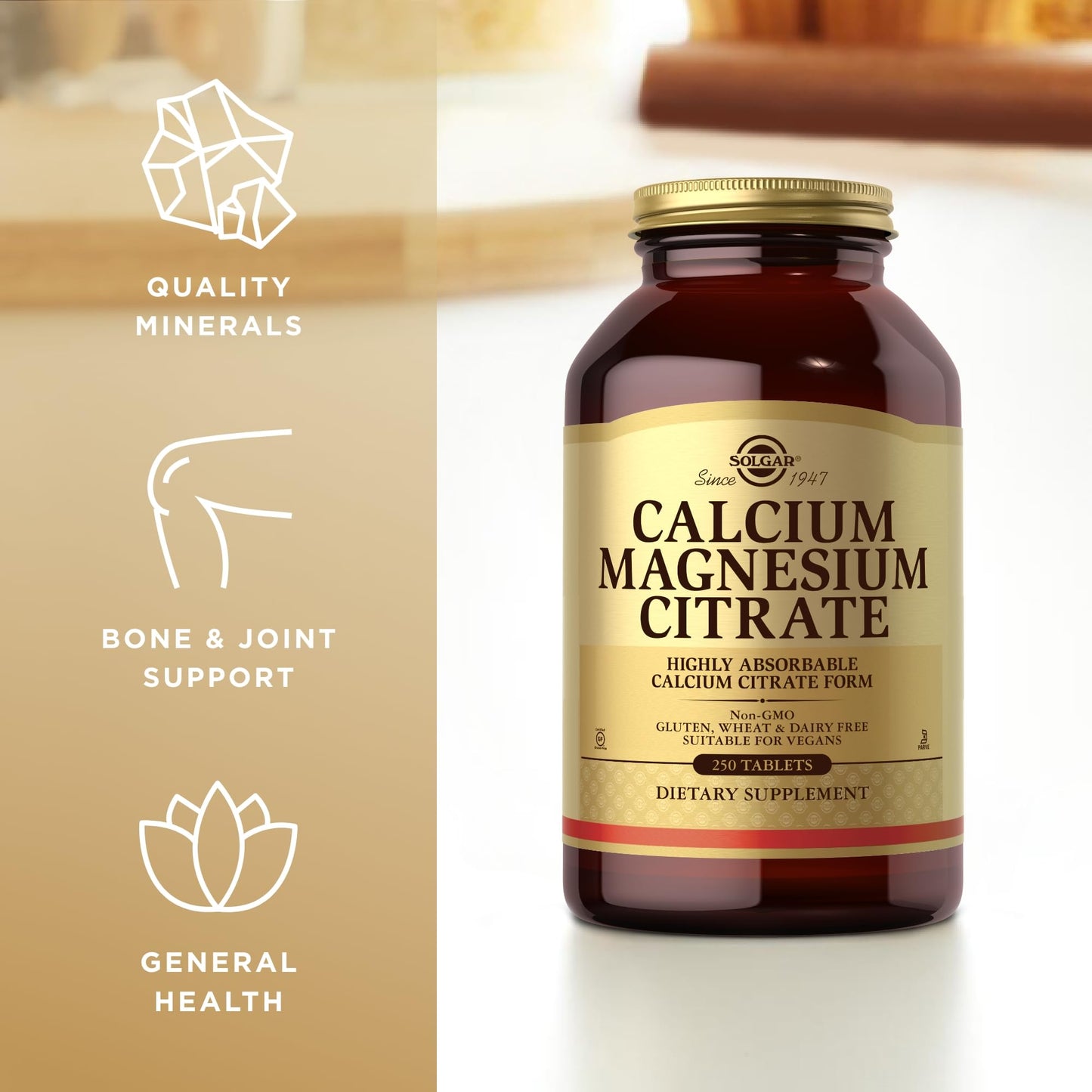 Solgar Calcium Magnesium Citrate – 250 Tablets (Pack of 3) | 150 Total Servings | Supports Healthy Bones & Teeth, Musculoskeletal & Nervous System | Non-GMO & Vegan